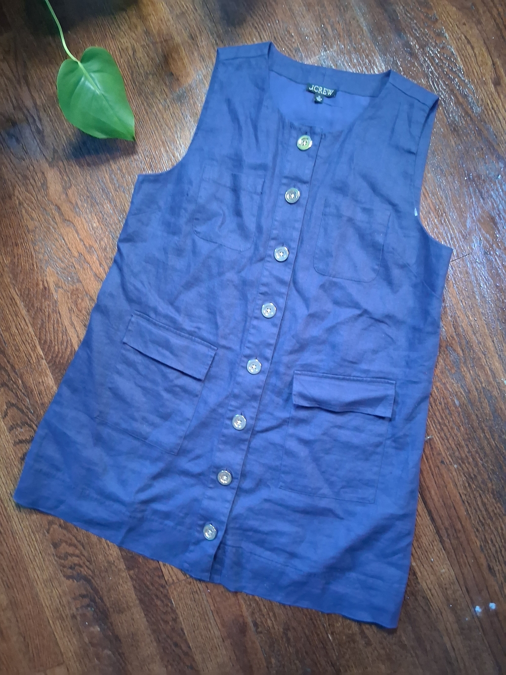 J.Crew Navy Button- XL Sleeveless Dress
